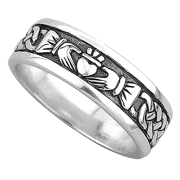 Men's Sterling Silver Claddagh Band