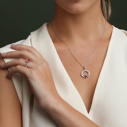 Birthstone Claddagh Necklace - Sterling Silver