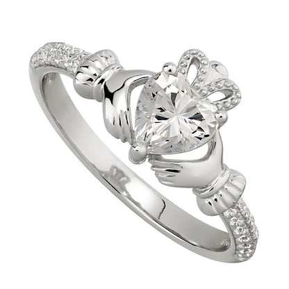 Birthstone Claddagh Ring - Sterling Silver