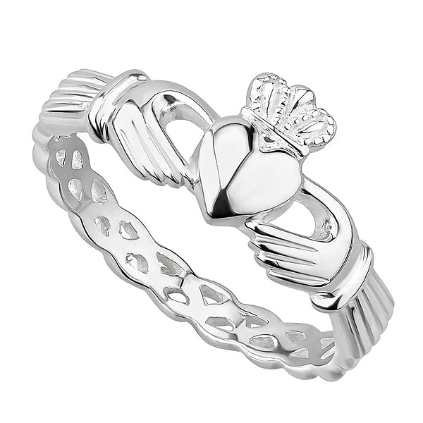 Sterling Silver Weave Claddagh Ring