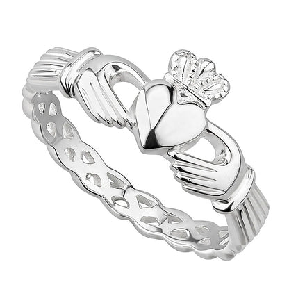 Sterling Silver Weave Claddagh Ring