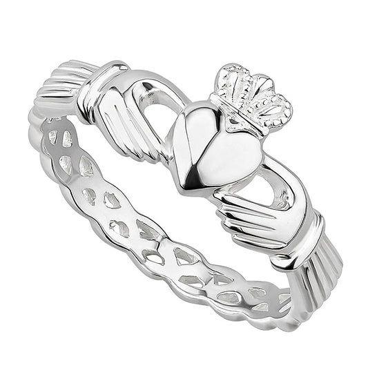 Sterling Silver Weave Claddagh Ring